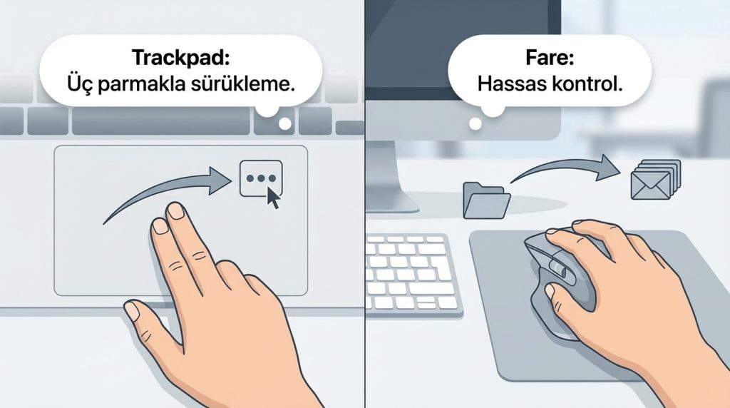 Trackpad ile mi fare ile mi sürüklemekdaha kolay?
