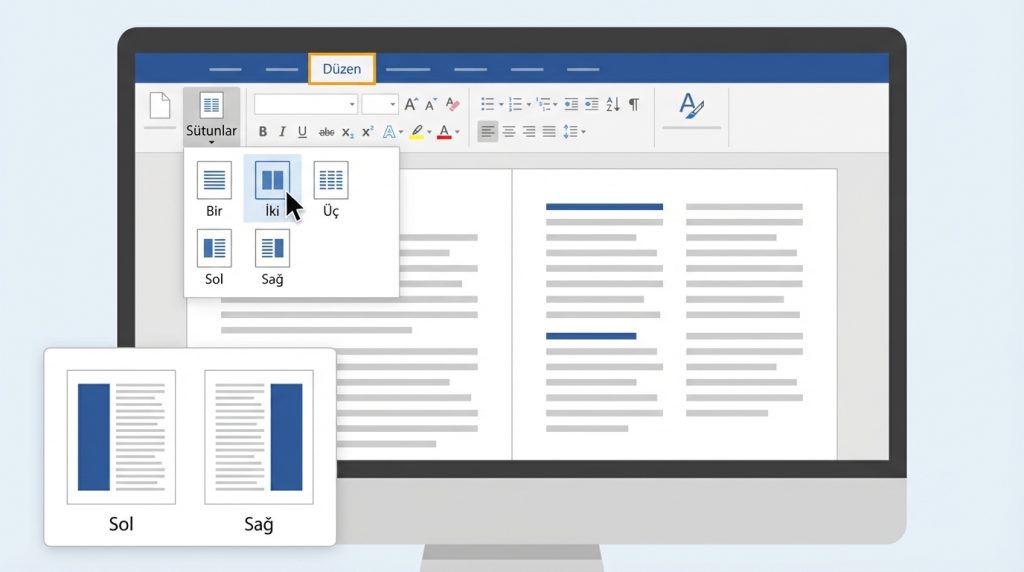 Word’de Sütunlu Metin (Gazete Düzeni) Nasıl Yapılır? 2 Tüm Belgeyi Sütunlara Bölmek