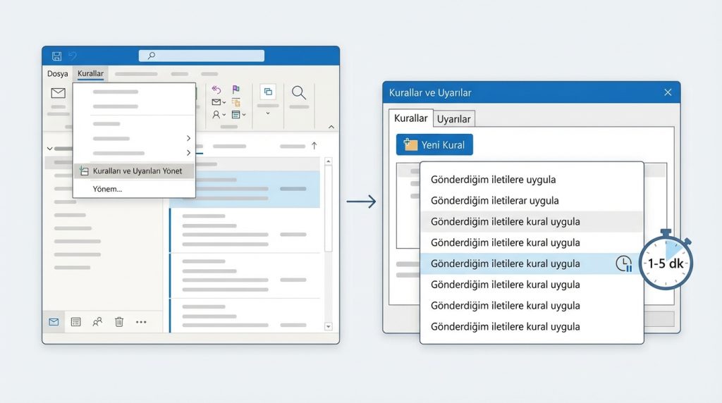 Tüm E-postalar İçin Geciktirme Kuralı Oluşturma