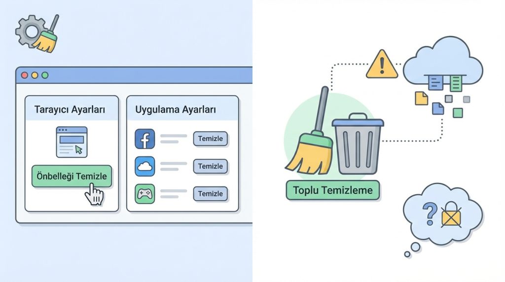 Tüm önbellekleri tek seferde temizleyebilir miyim?