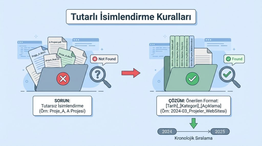 Dijital dosyalama: “Belgeler” klasörü nasıl yapılandırılır? 2 Tutarlı İsimlendirme Kuralları