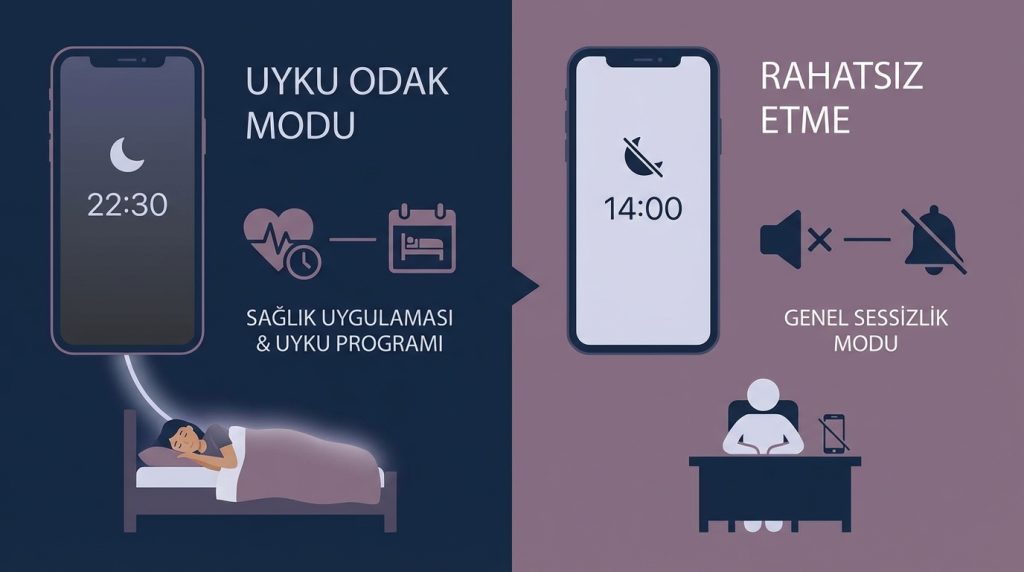 Uyku Odak modu normal Rahatsız Etme'den farklı mı?