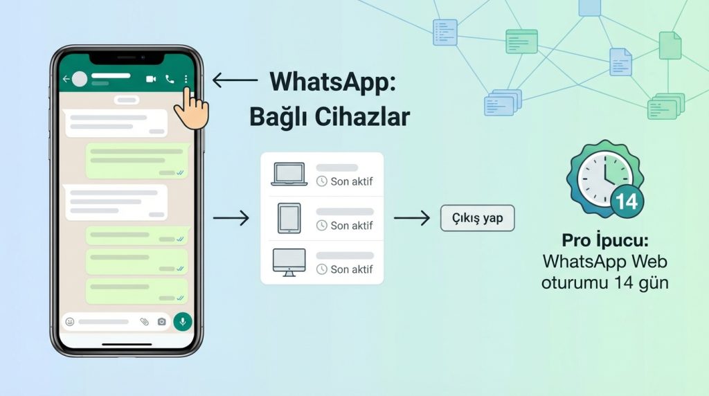 Hesaplarda “aktif oturumlar” nereden kontrol edilir? 3 WhatsApp: Bağlı Cihazlar