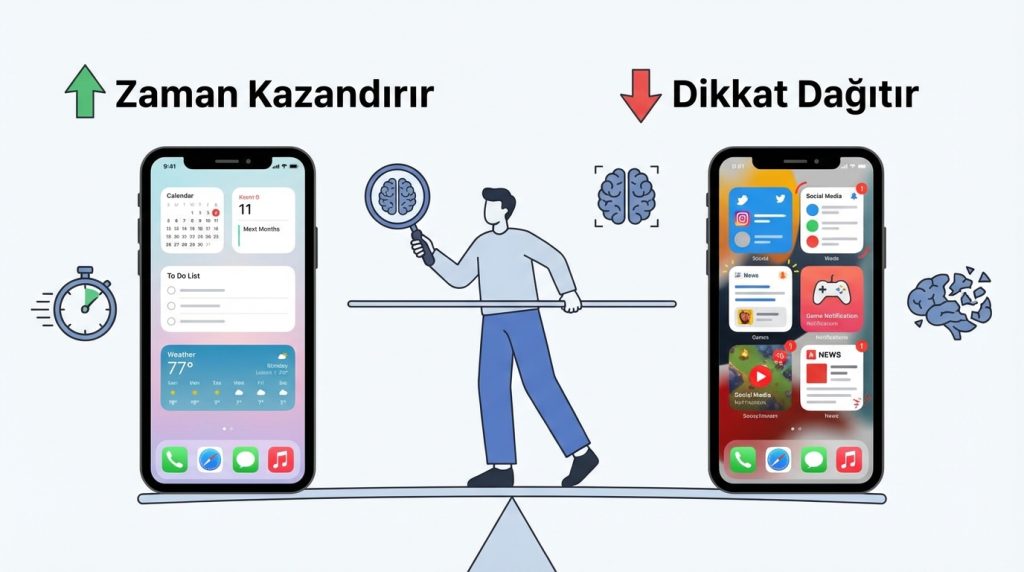 Ana ekran düzeni nasıl olmalı? Daha az tıklama, daha az dikkat kaybı 3 Widget Kullanımı ve Dikkat Yönetimi
