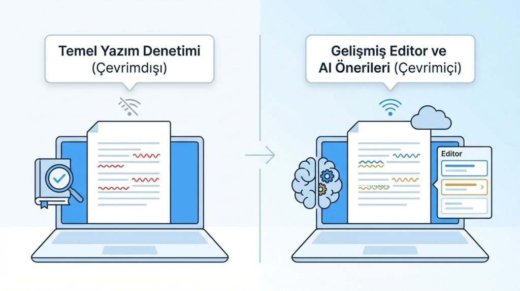 Word çevrimdışıyken yazım denetimi çalışır mı?