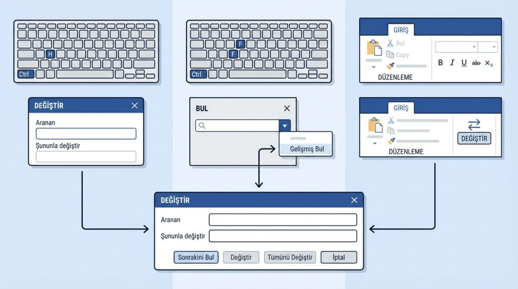 Word'de Bul ve Değiştir Nasıl Açılır?