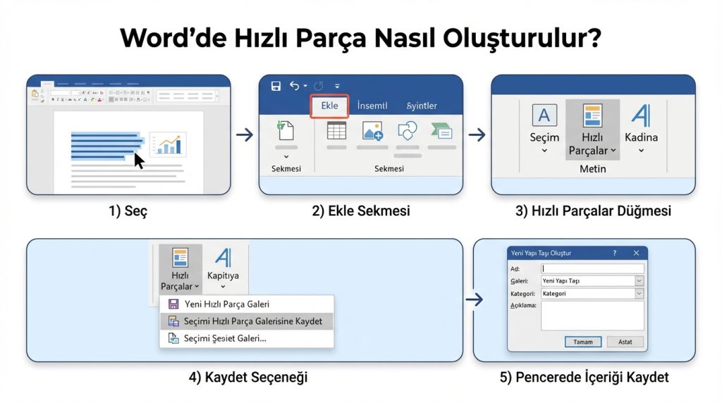 Word'de Hızlı Parça Nasıl Oluşturulur?