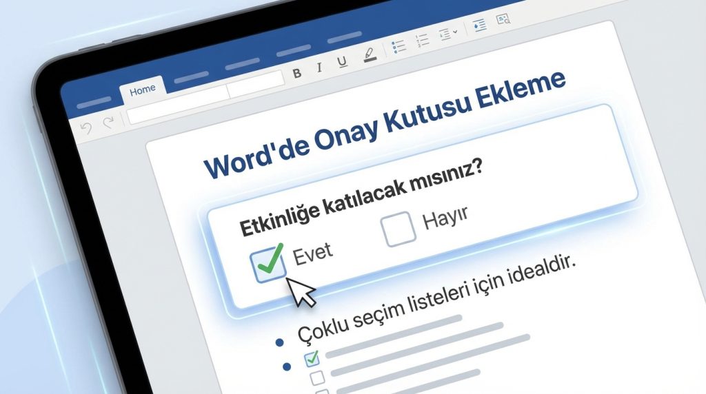 Word'de Onay Kutusu Ekleme