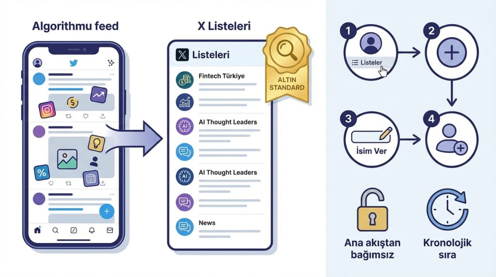 Sektör güncellemelerini takip etmek için listeler ve koleksiyonlar 2 X (Twitter) Listeleri: Sektör Takibinin Altın Standardı