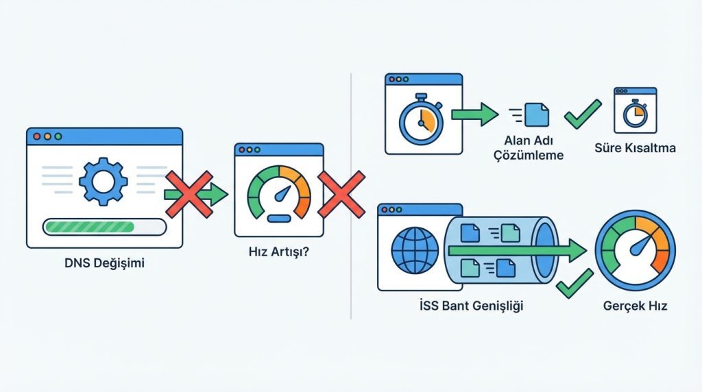 Yanlış Bilinen 2: "DNS değiştirmek hızı artırır"