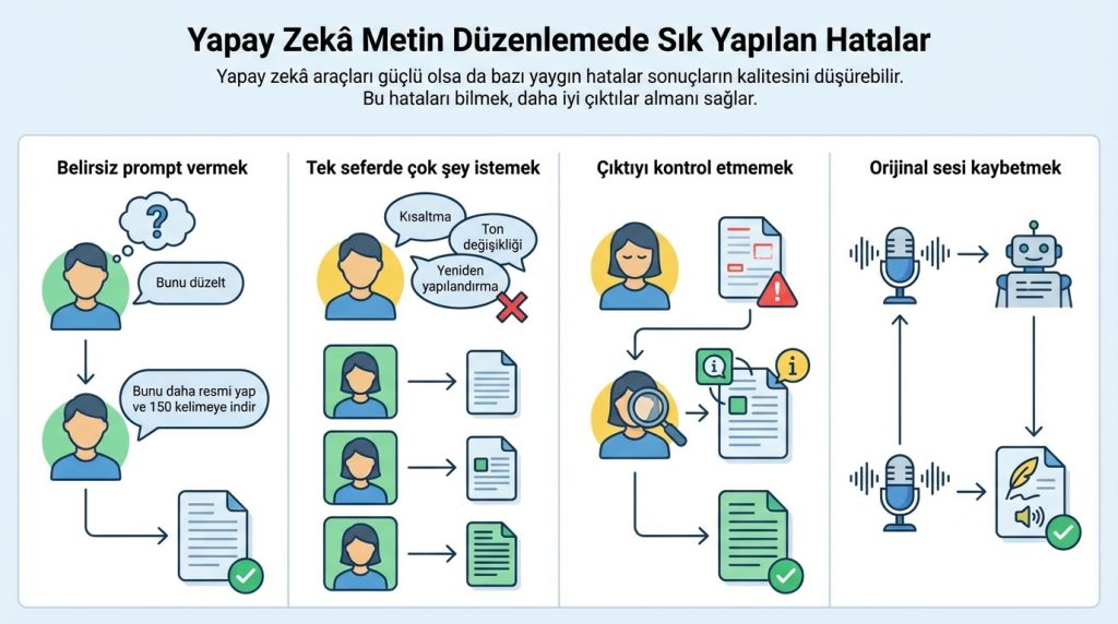 Yapay Zekâ Metin Düzenlemede Sık Yapılan Hatalar