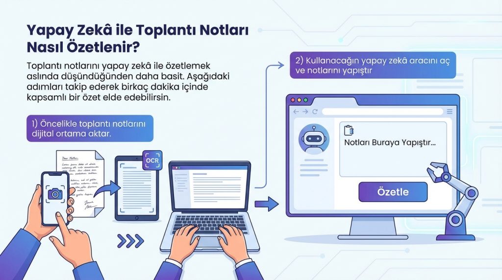 Yapay Zekâ ile Toplantı Notlarını Özetleme 2 Yapay Zekâ ile Toplantı Notları Nasıl Özetlenir?
