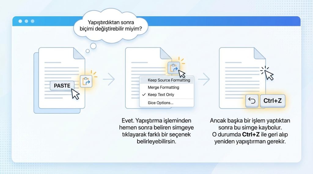 Word’de Kopyala Yapıştır Seçenekleri: Biçimi Koru mu Metin Olarak Yapıştır mı? 5 Yapıştırdıktan sonra biçimi değiştirebilir miyim?