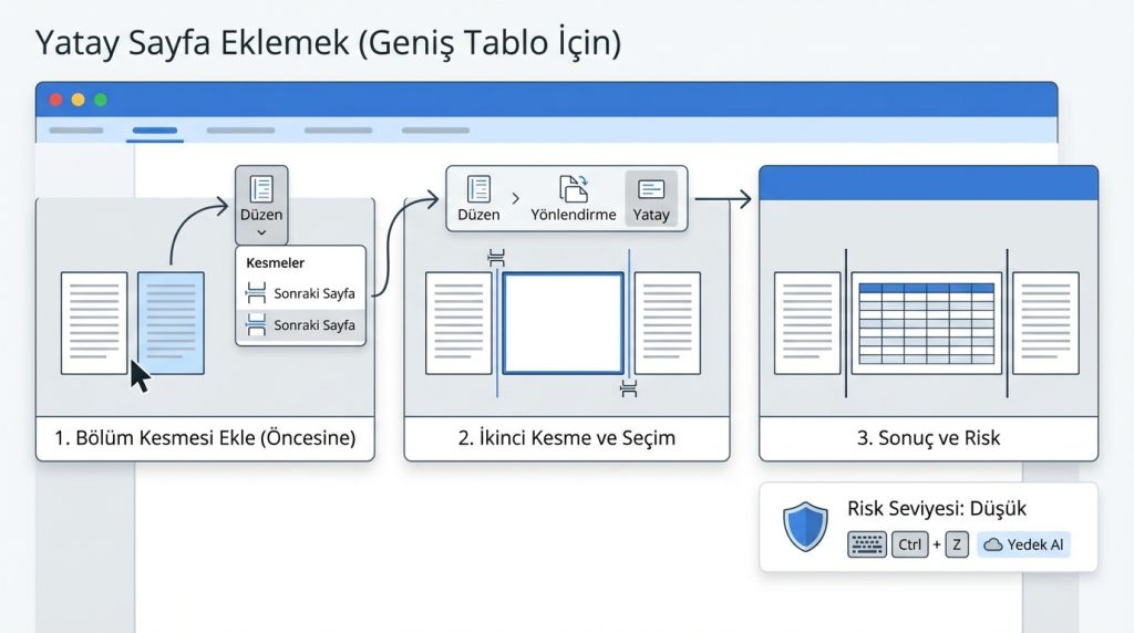 Yatay Sayfa Eklemek (Geniş Tablo İçin)
