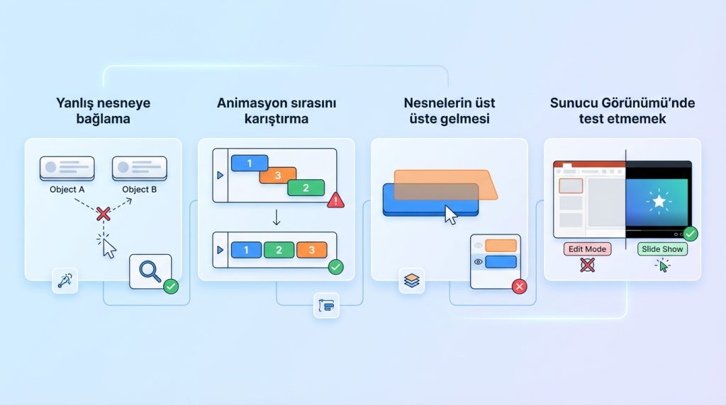PowerPoint’te Tetikleyici Mantığı ile Etkileşimli Slayt 4 Yaygın Hatalar