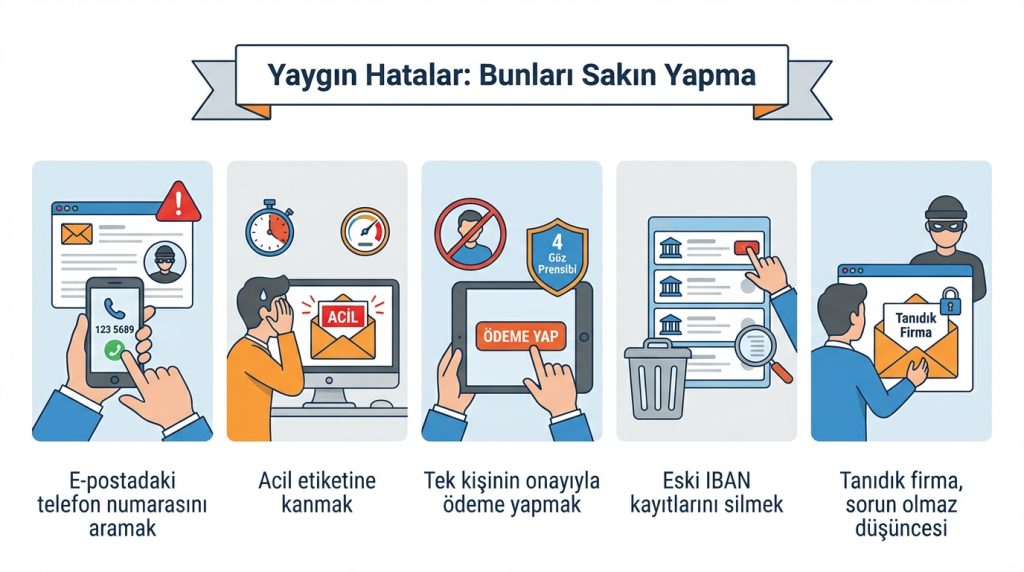 Fatura/IBAN değiştirme dolandırıcılığı: Çift doğrulama kuralı 3 Yaygın Hatalar: Bunları Sakın Yapma