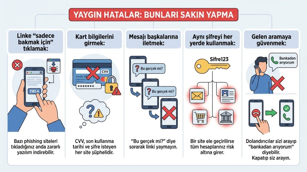 Kargo, fatura ve ödeme linklerinde güvenli doğrulama 3 Yaygın Hatalar: Bunları Sakın Yapma