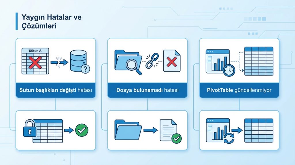 Excel’de “Tek Tıkla Rapor” Mantığı: Power Query + PivotTable Akışı 4 Yaygın Hatalar ve Çözümleri