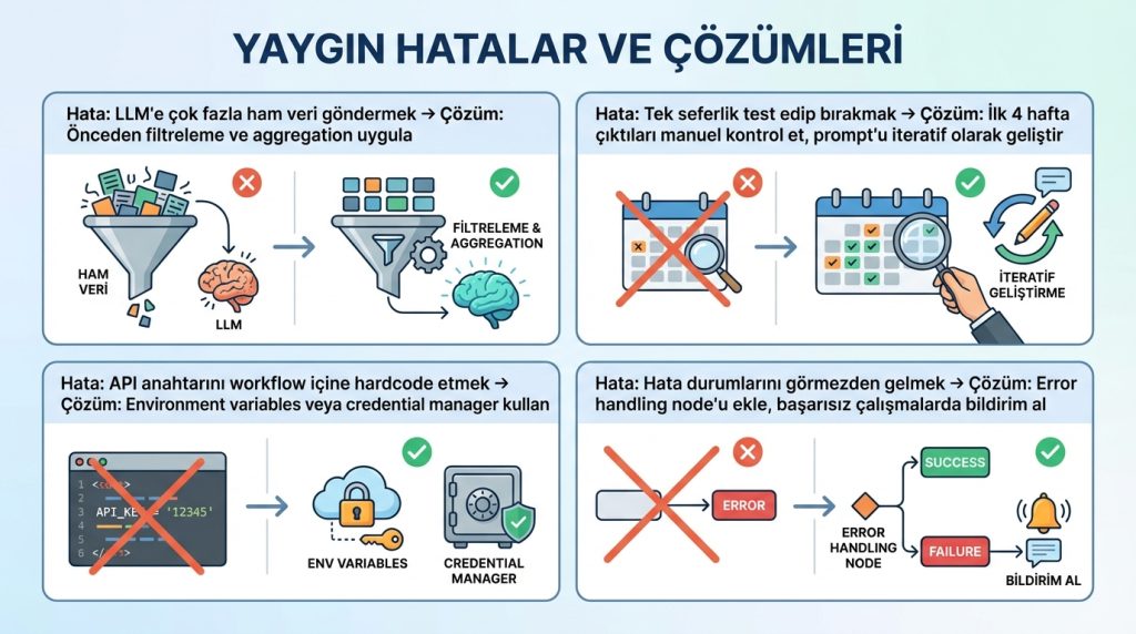 Haftalık raporu derleyip özetleyen AI ajanı otomasyonu 5 Yaygın Hatalar ve Çözümleri