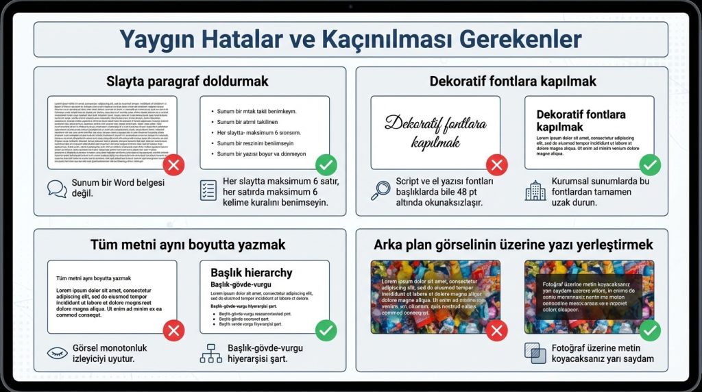 PowerPoint’te Okunabilir Yazı Boyutu Nasıl Seçilir? 3 Yaygın Hatalar ve Kaçınılması Gerekenler