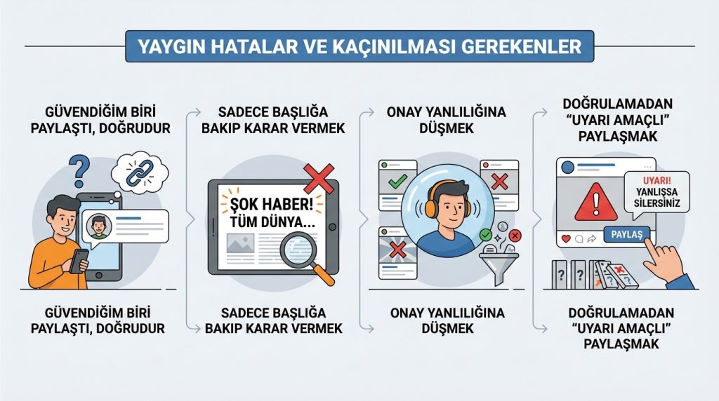 Sosyal medyada haber doğrulama alışkanlığı nasıl kazanılır? 3 Yaygın Hatalar ve Kaçınılması Gerekenler