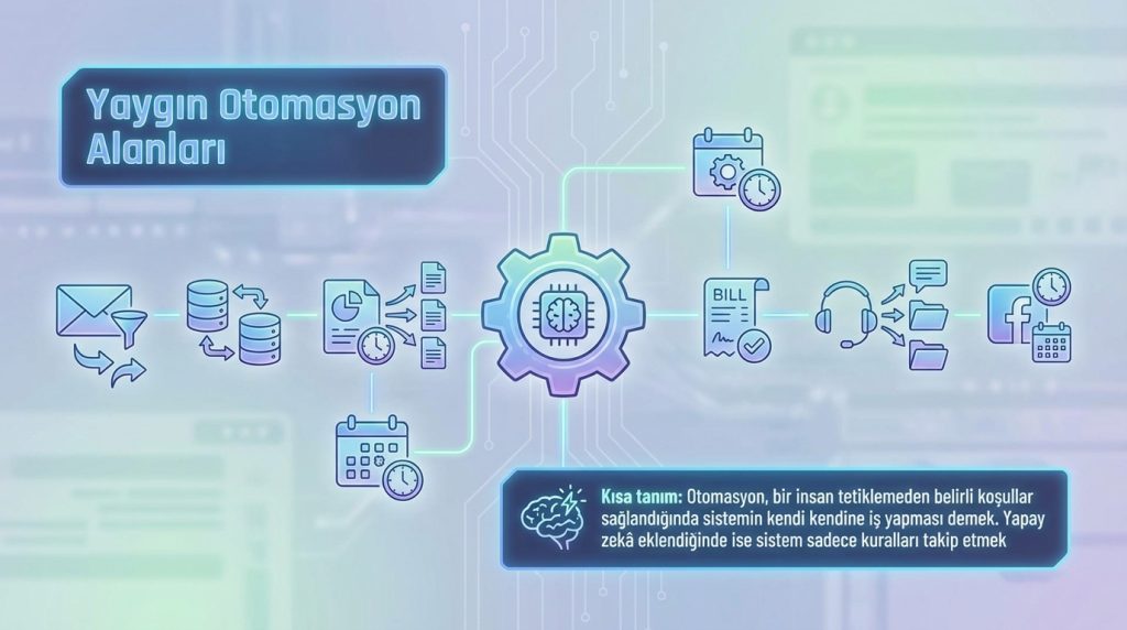 Yapay Zekâ ile Tekrarlayan İşleri Tespit Etme ve Otomasyon Fırsatları 3 Yaygın Otomasyon Alanları