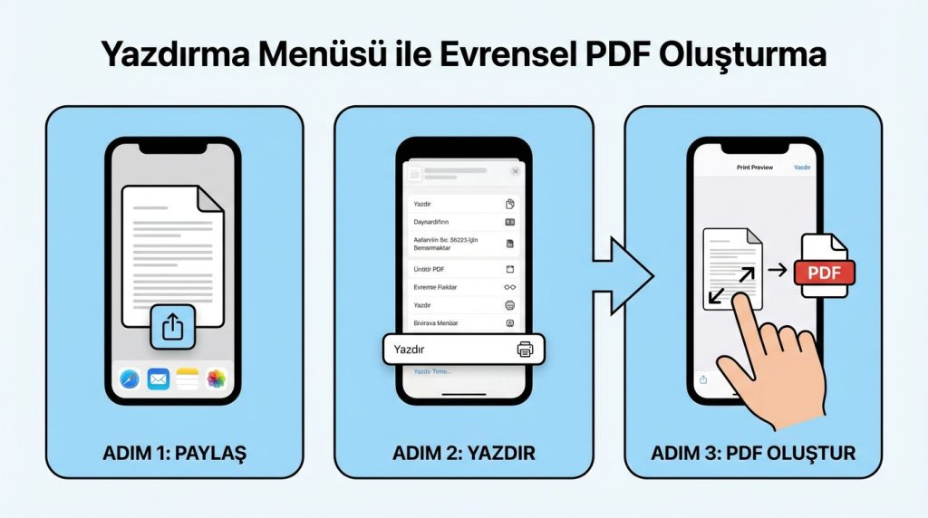 iPhone’da Belgeleri PDF Olarak Kaydetme Yöntemleri 2 Yazdırma Menüsü ile Evrensel PDF Oluşturma