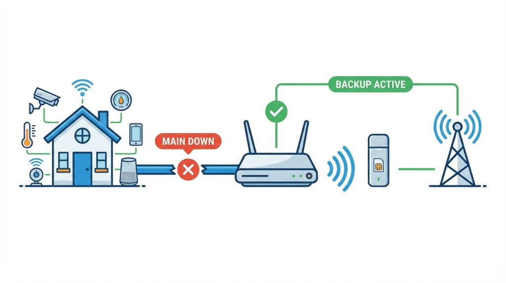 Akıllı evde internet kesilirse ne olur? 3 Yedek İnternet Çözümü Düşün