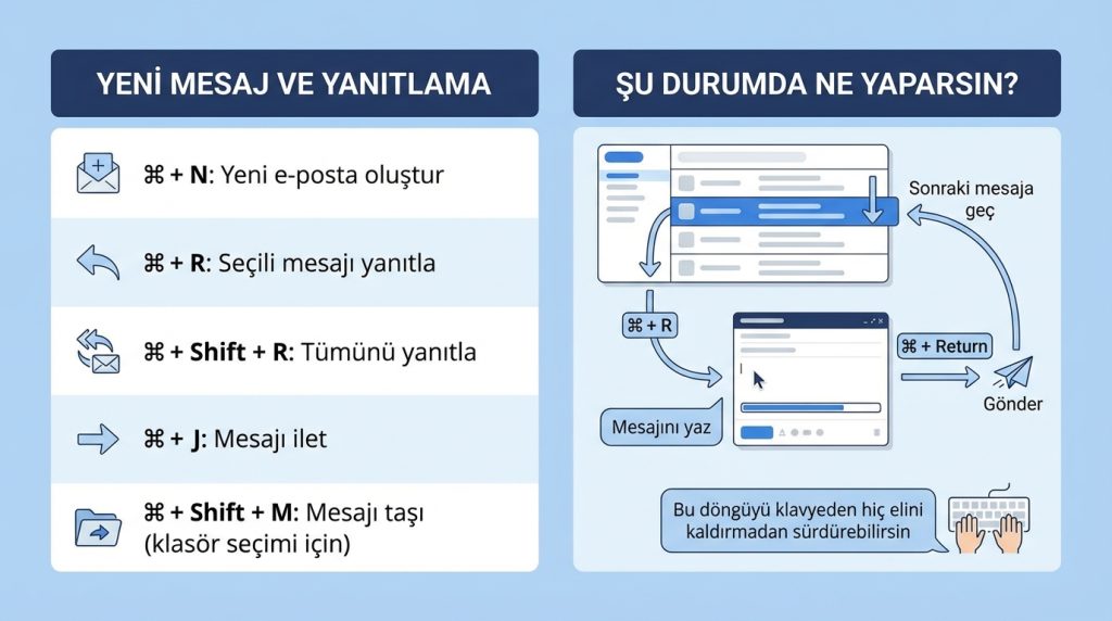 Outlook for Mac'te Klavye Kısayolları ile Verimlilik 3 Yeni Mesaj ve Yanıtlama