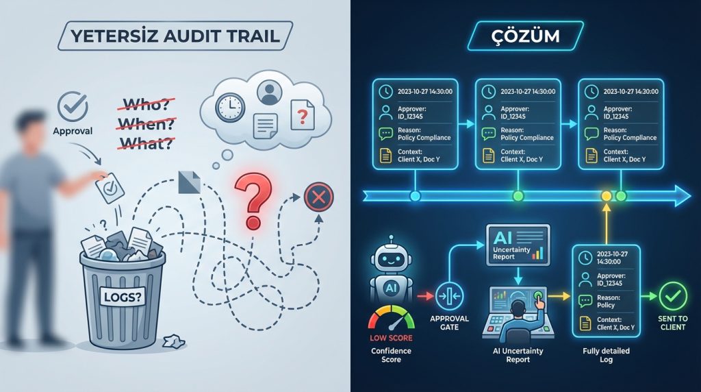 Human in the loop ile ajan otomasyonunda onay kapıları tasarlama 4 Yetersiz Audit Trail