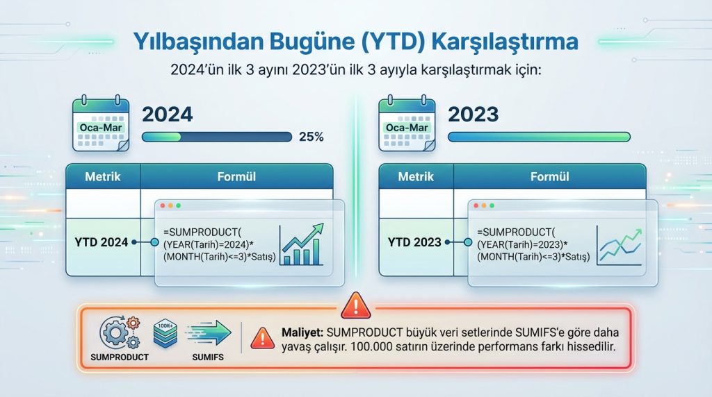 Excel’de Zaman Zekâsı Mantığı: Dönem Karşılaştırma 3 Yılbaşından Bugüne (YTD) Karşılaştırma