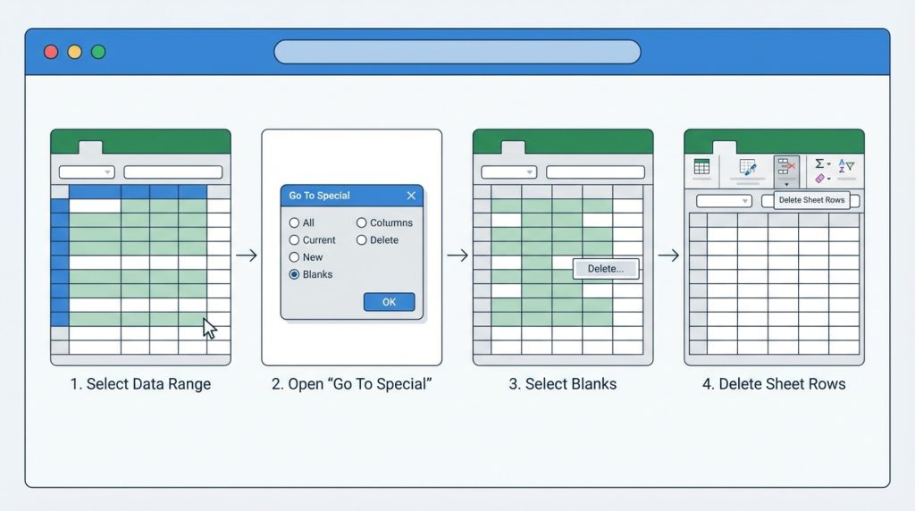 Yöntem 1: Bul ve Seç ile Boş Satırları Kaldırma