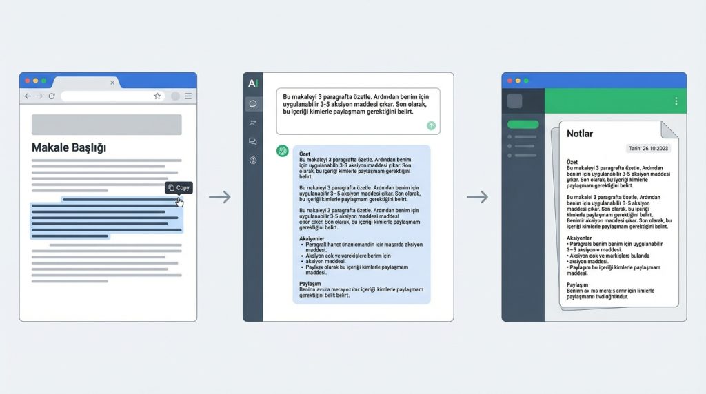 Yöntem 1: ChatGPT veya Claude ile Manuel Özetleme