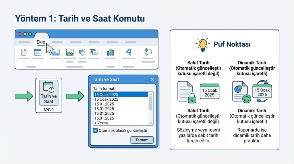 Yöntem 1: Tarih ve Saat Komutu