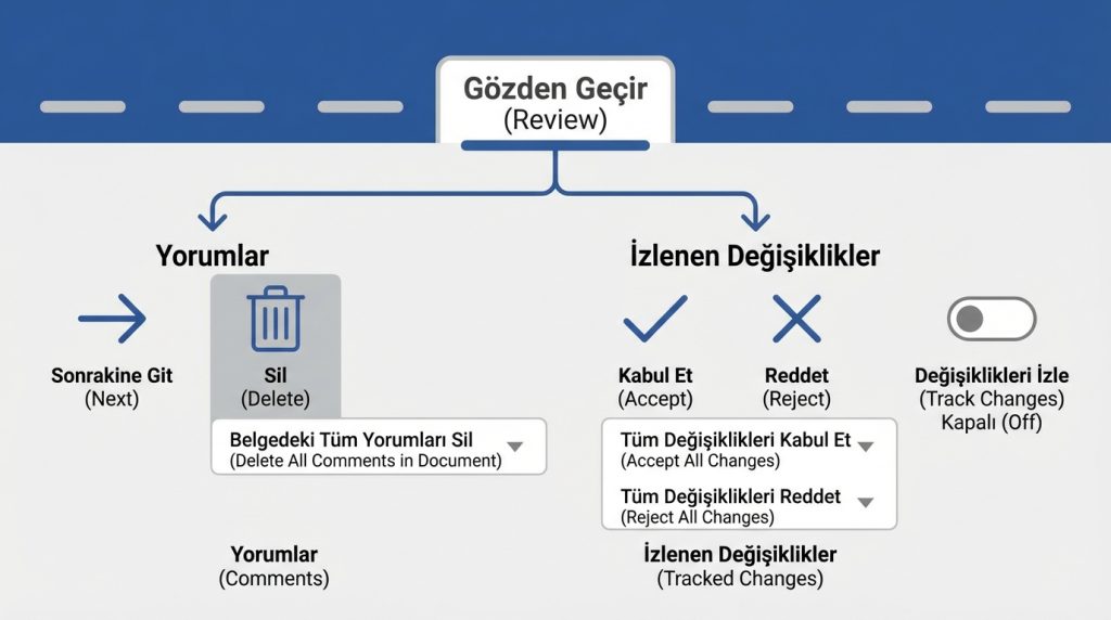 Yorumları ve İzlenen Değişiklikleri Kaldırma