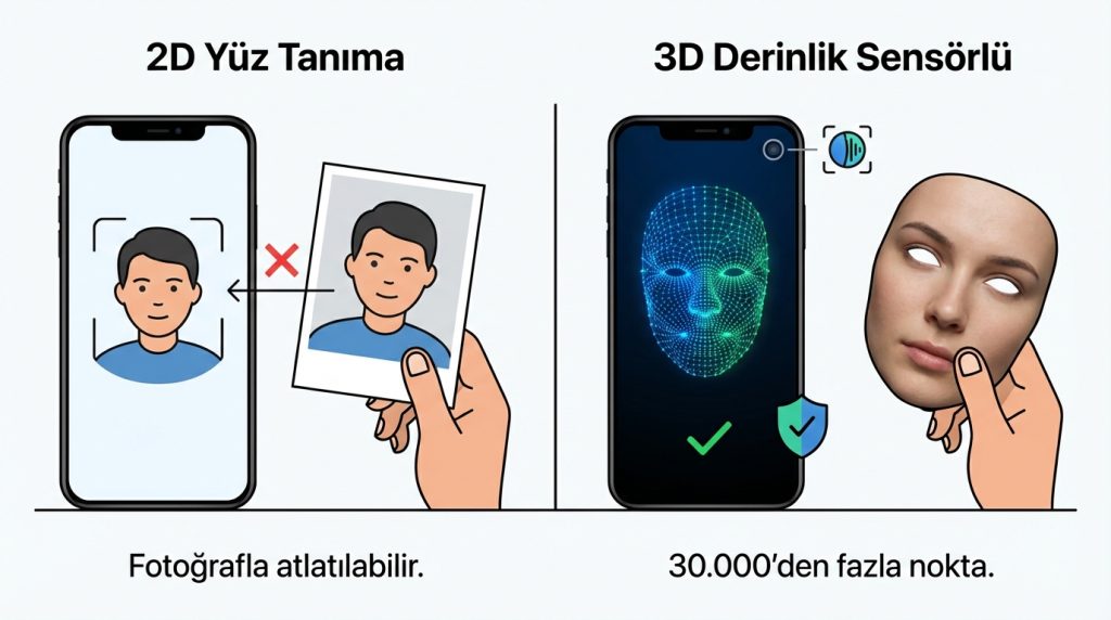 Güvenli ekran kilidi: PIN mi parola mı biyometri mi? 3 Yüz Tanıma