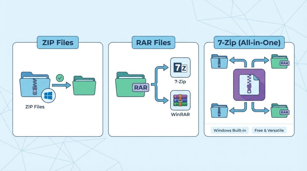ZIP ve RAR dosyalarını açmak için hangi programı kullanmalıyım?