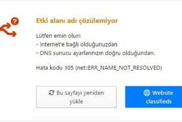 Hata 105 (err_name_not_resolved) Hatası