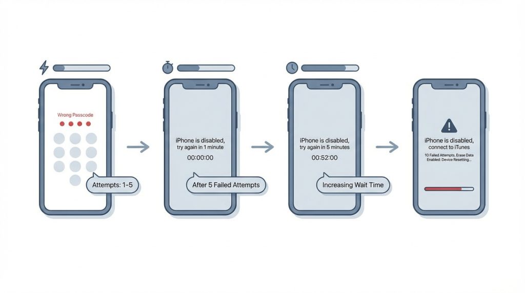 iPhone şifremi kaç kez yanlış girebilirim?