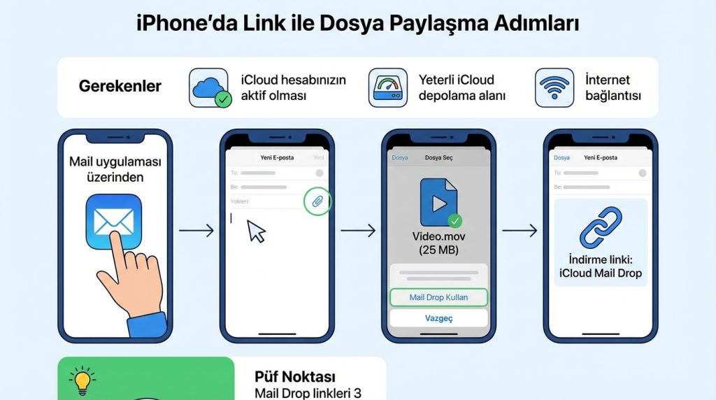 iPhone'da Link ile Dosya Paylaşma Adımları